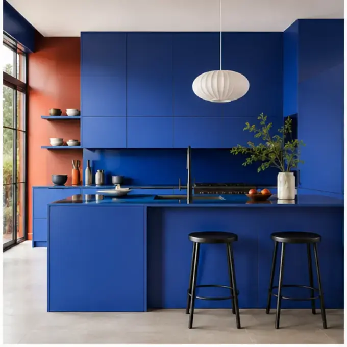 A colorful modern kitchen